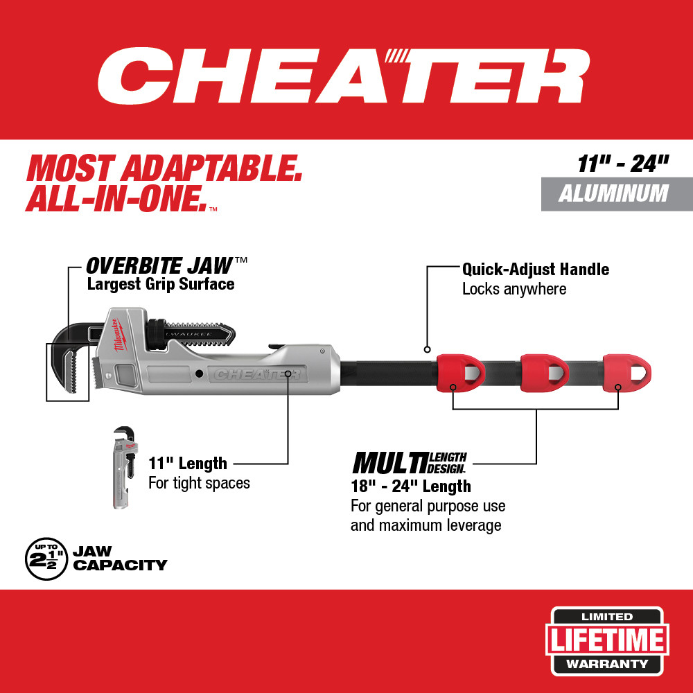 CHEATER™ Adaptable Pipe Wrench - Aluminum
