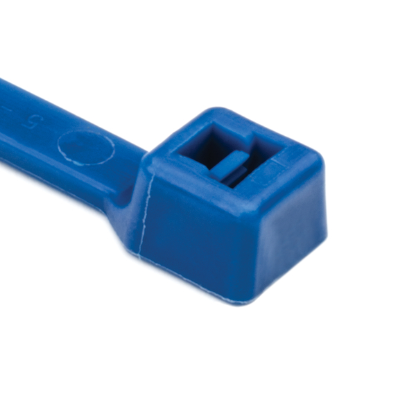 Cable Tie, 8" Long, UL Rated, 50lb Tensile Strength, PA66, Blue, 100/pkg