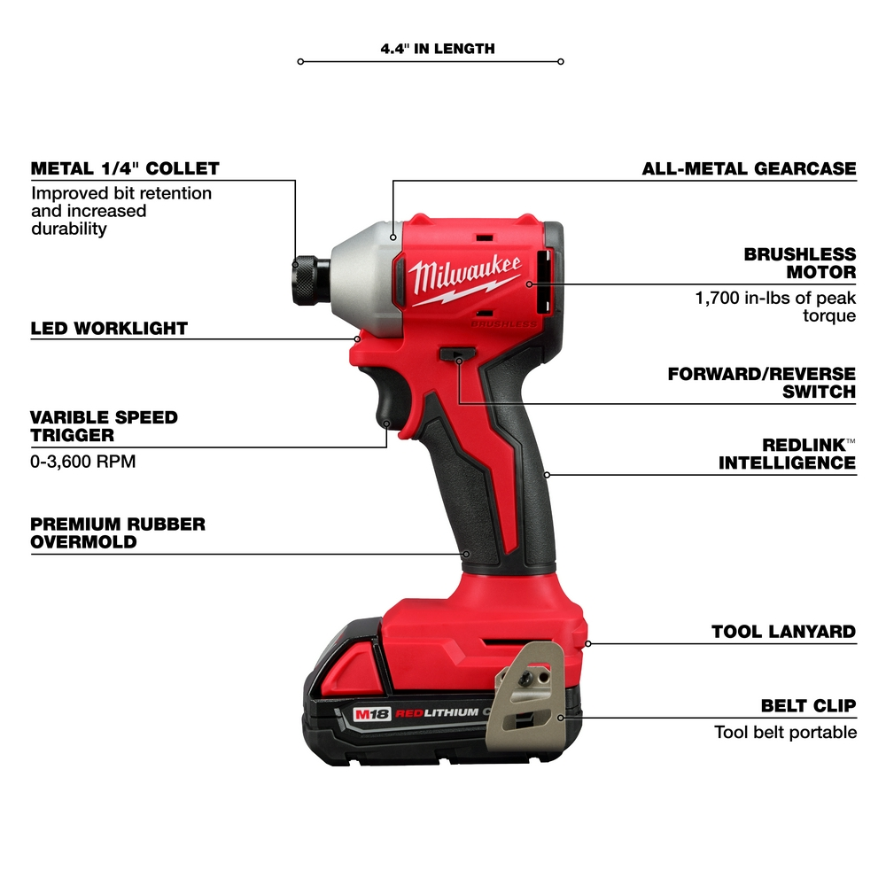 M18™ Compact Brushless 1/4" Hex Impact Driver Kit