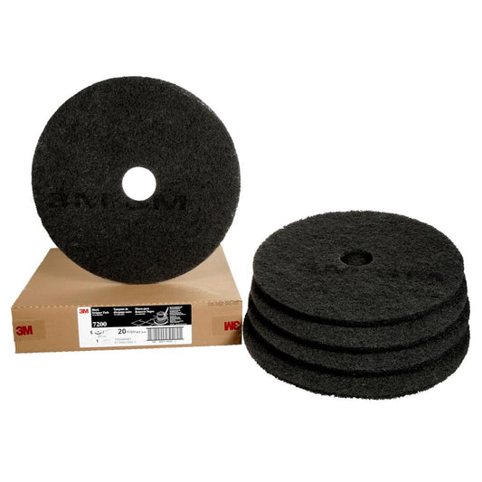 Tampon de décapage noir 3M™, 7200, 508 mm (20 po), 5/cs