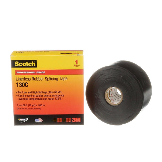 Scotch® Professional Grade Linerless Rubber Splicing Tape, 30 mil (0.76 mm), 2 in x 30 ft (50.8 mm x 9.1 m), 12/cs