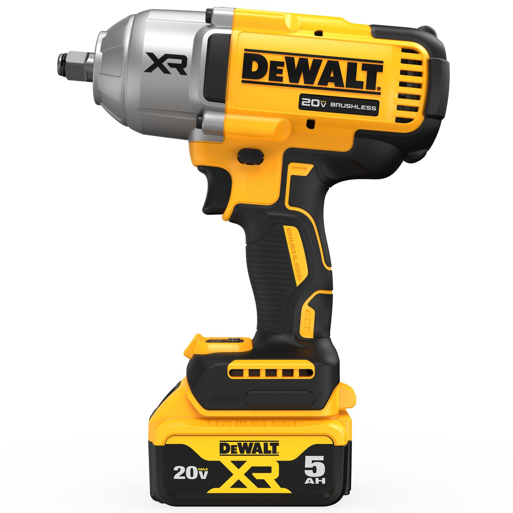 DEWALT 20V MAX* XR 1/2 In. High Torque Impact Wrench with Hog Ring Anvil Kit with (2) 5.0 Ah Batteries & Charger Kit