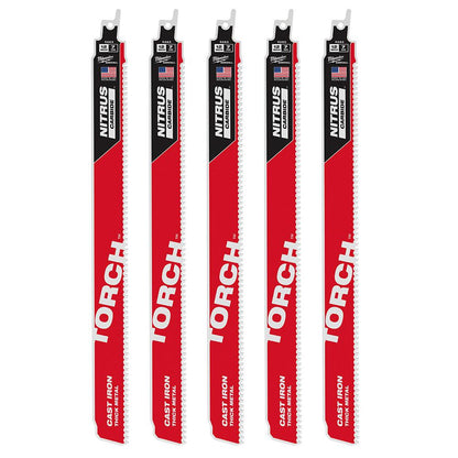 Lame de scie alternative SAWZALL The TORCH avec carbure NITRUS, 12 po, 7 TPI, paquet de 5