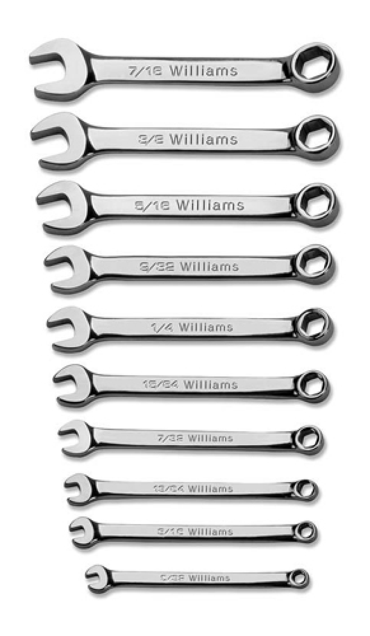 10 Piece 12-Point SAE Miniature Combination Wrench Set
