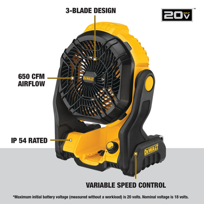 DEWALT 20V MAX* Cordless Jobsite Fan, Tool Only