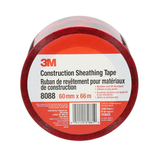 3M™ Construction Sheathing Tape, 8088, 60 mm x 66 m, individually wrapped, 20rol/cs