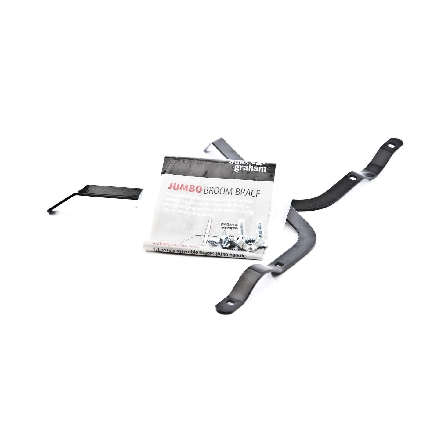 Support de balai à barre plate géante, à utiliser avec un balai-brosse de 24 po, manche en bois dur, aluminium/acier, gris