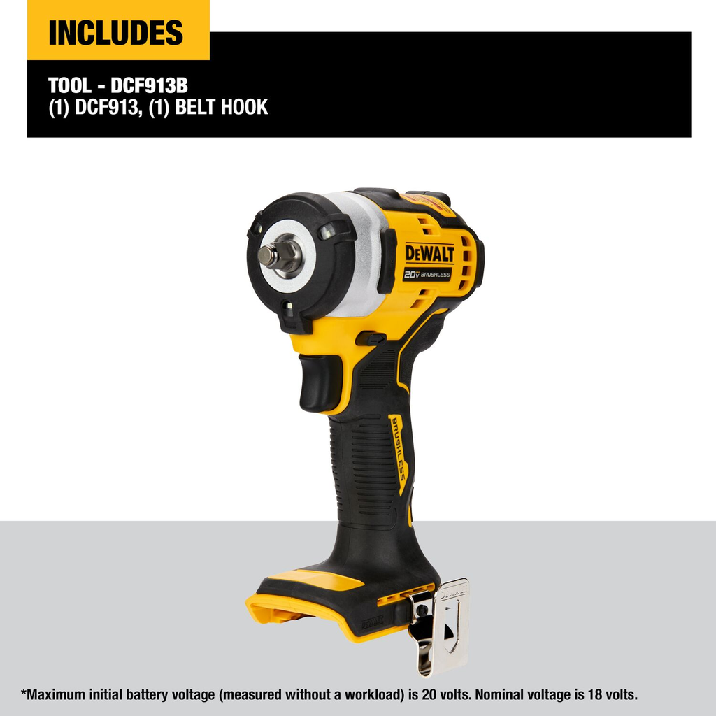 DEWALT 20V MAX* 3/8 in. Cordless Impact Wrench with Hog Ring Anvil (Tool Only)