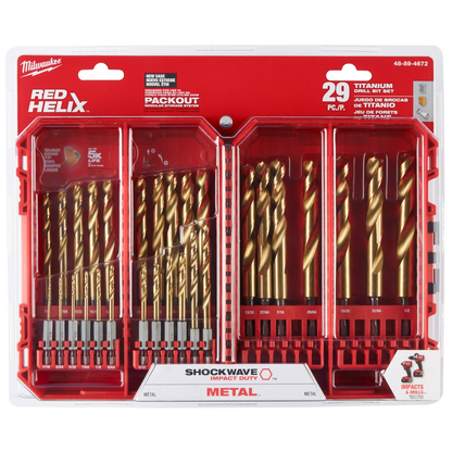 29PC SHOCKWAVE™ Impact Duty RED HELIX™ Titanium Drill Bit Set