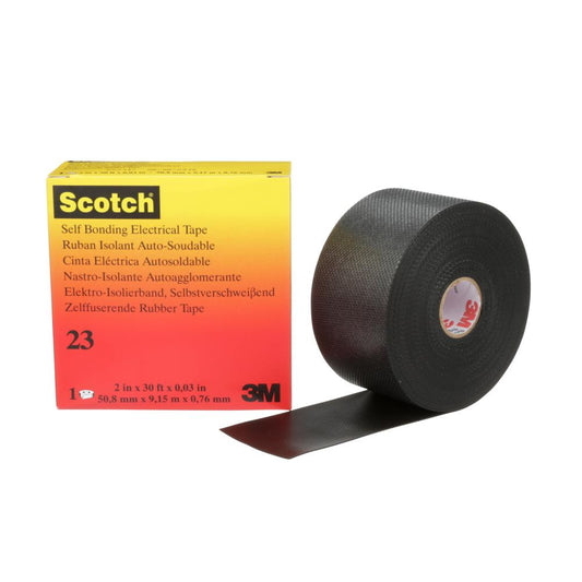 Scotch® Rubber Splicing Tape, 23, black, with liner, 2 in x 30 ft (50.8 mm x 9.1 m), 16/cs