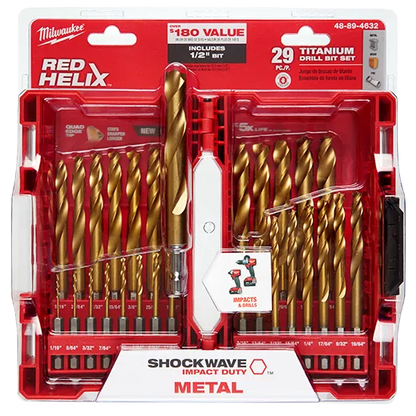 Jeu de forets en titane SHOCKWAVE™ RED HELIX™ 29 pièces