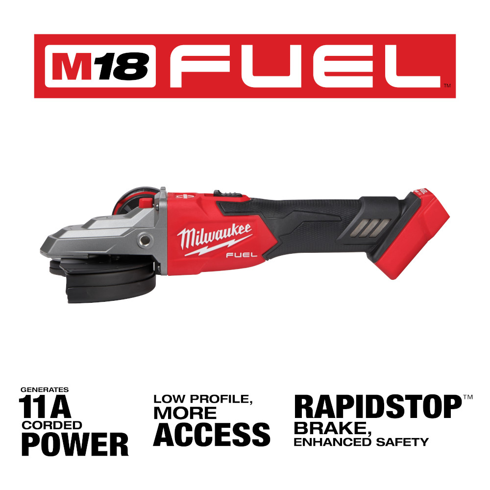 M18 FUEL™ 5" Flathead Braking Grinder Slide Switch Lock-On