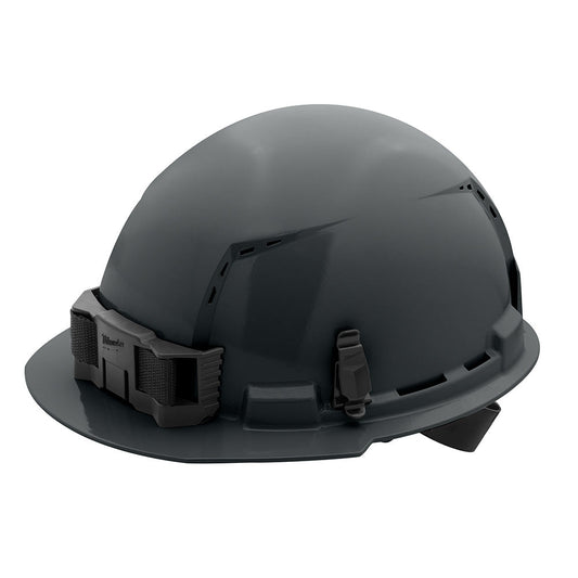 Gray Front Brim Vented Hard Hat White/4pt Ratcheting Suspension - Type 1, Class c, 5/PK