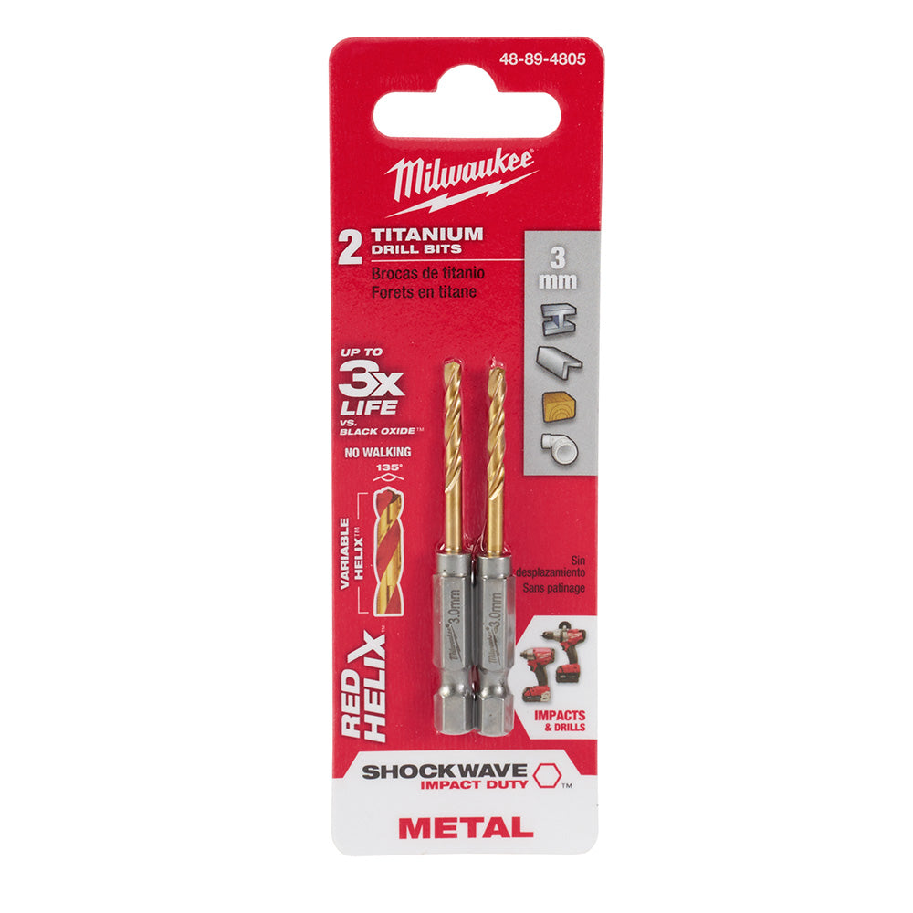 Shockwave™ Red Helix™ Titanium 3mm Metric Drill Bit