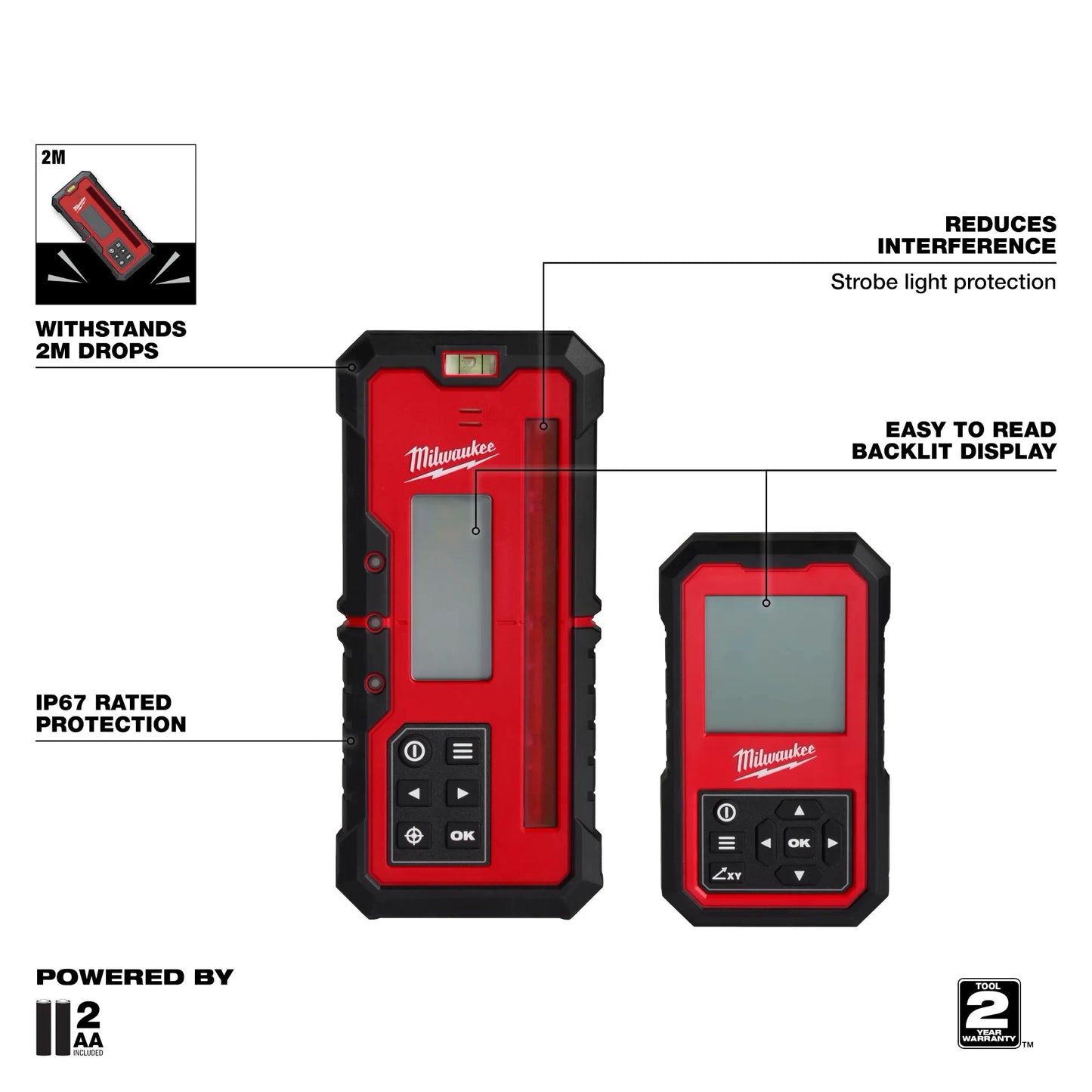 Récepteur Laser Rotatif Extérieur Double Pente Rouge