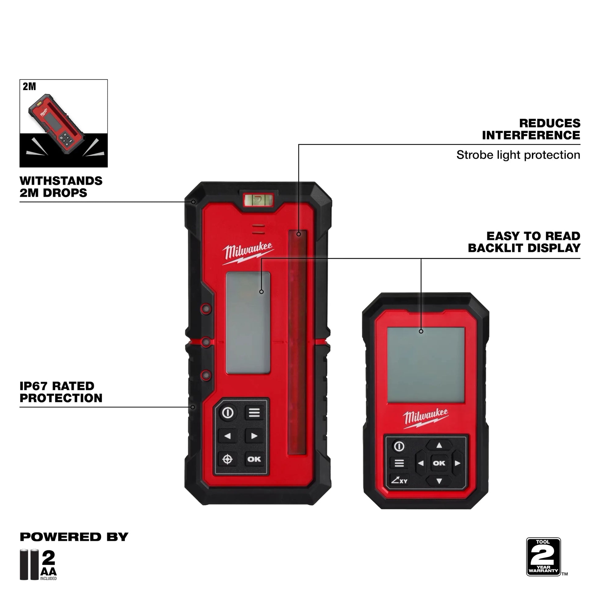 Récepteur Laser Rotatif Extérieur Double Pente Rouge