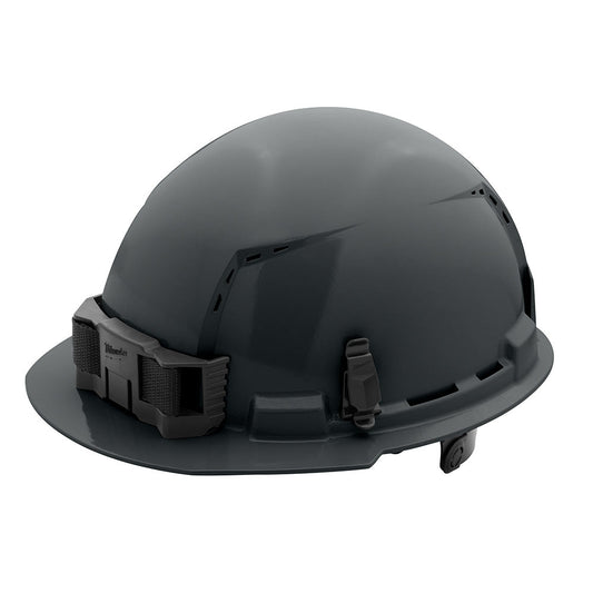 Gray Front Brim Vented Hard Hat White/6pt Ratcheting Suspension - Type 1, Class c, 5/PK