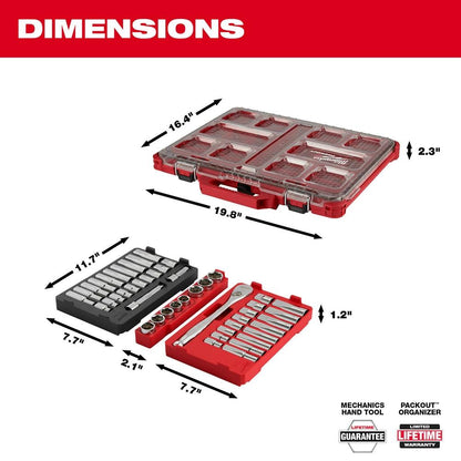 Jeu de clés à cliquet et de douilles de 1/2 po avec organiseur PACKOUT - 47 pièces