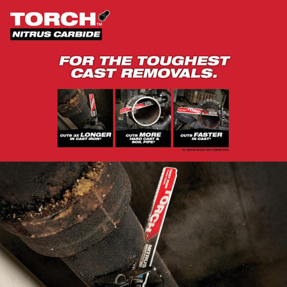 9 po. 7TPI The TORCH pour fonte avec lame de scie alternative SAWZALL en carbure d'azote - Paquet de 3