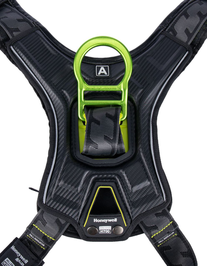 Miller H700 CC1 ALUM 2 pt Full Body Harness w/waist pad w/tongue buckle legs QC chest buckle w/front & Side D-rings size UNIV