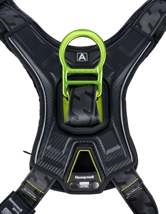 Miller H700 CC1 ALUM 2 pt Full Body Harness w/waist pad w/tongue buckle legs QC chest buckle w/front & Side D-rings size UNIV