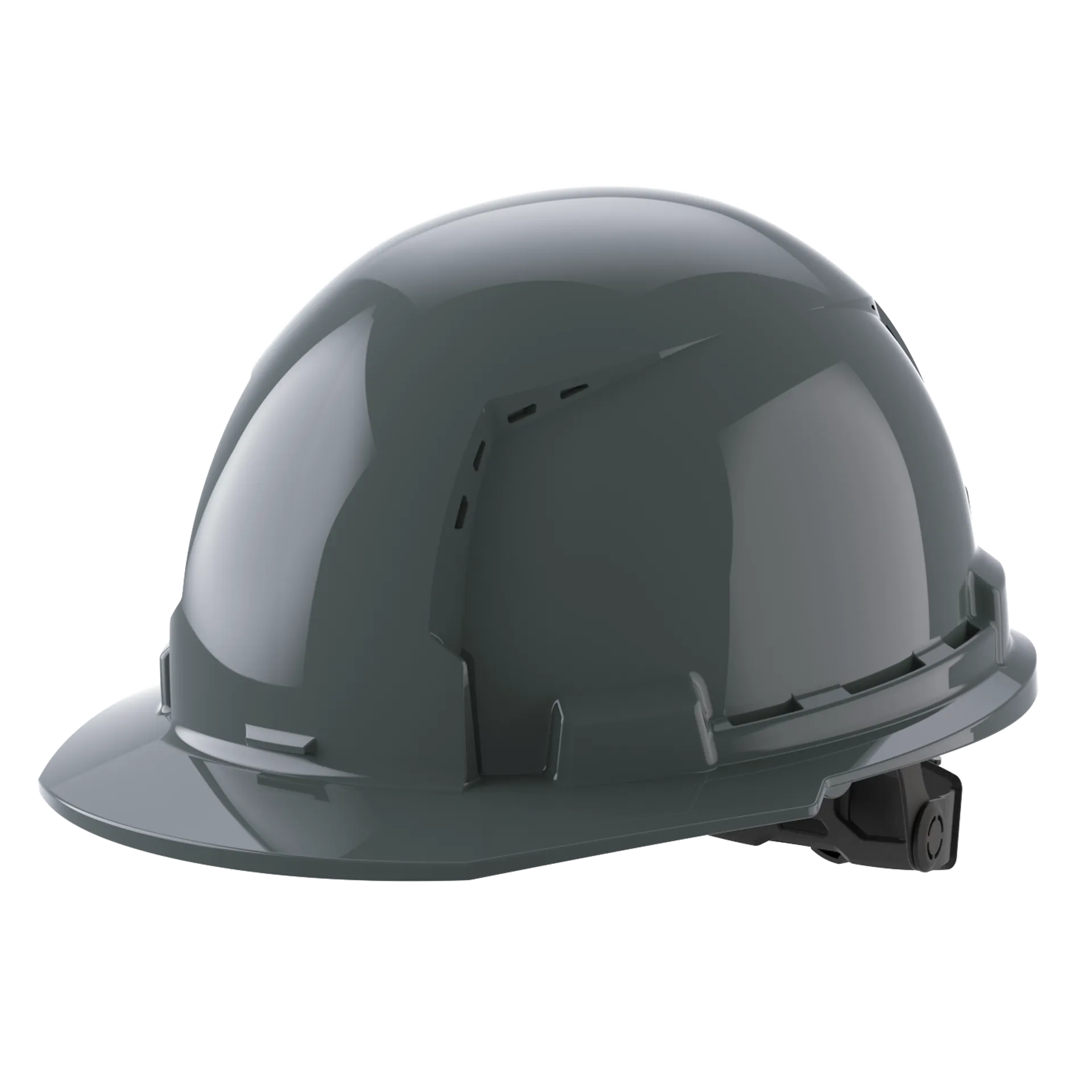 Bolt™ Front Brim Hard Hat White/6pt Ratcheting Suspension, Vented - Type 1, Class e, Gray