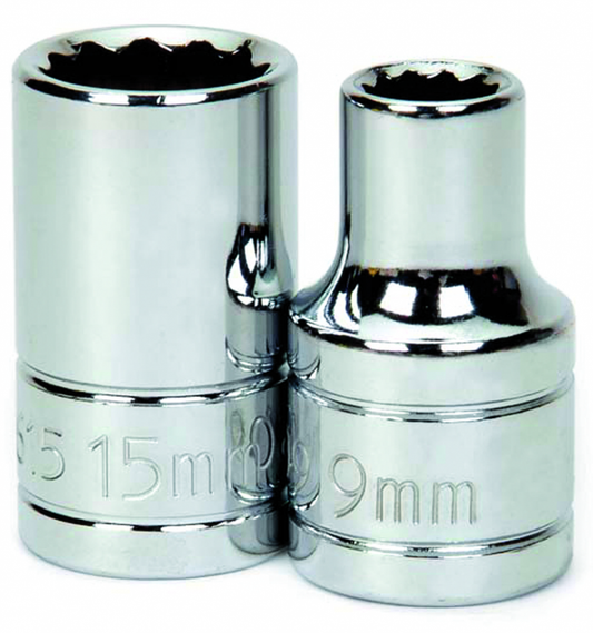 Drive Shallow Sockets, 12-Point, Metric 1/2" JHW32618