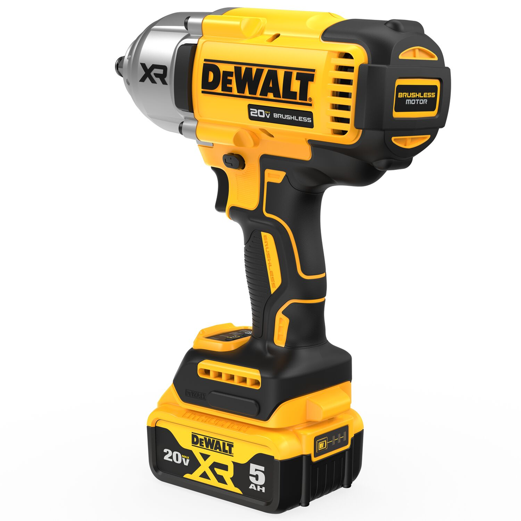 DEWALT 20V MAX* XR 1/2 In. High Torque Impact Wrench with Hog Ring Anvil Kit with (2) 5.0 Ah Batteries & Charger Kit