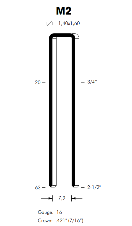 Staples, 7/16 X 1-1/2in, 16ga, 10000/bx