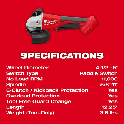 M18™ Brushless 4-1/2" / 5" Cut-Off Grinder Paddle Switch