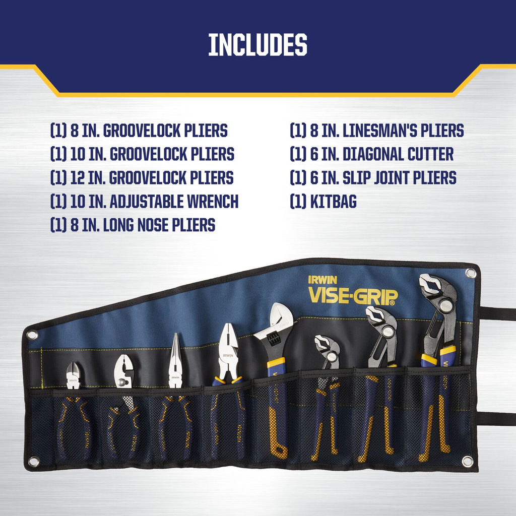 IRWIN Vise-Grip Groovelock Pliers Set, 8-Piece