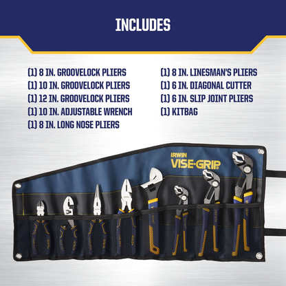 IRWIN Vise-Grip Groovelock Pliers Set, 8-Piece