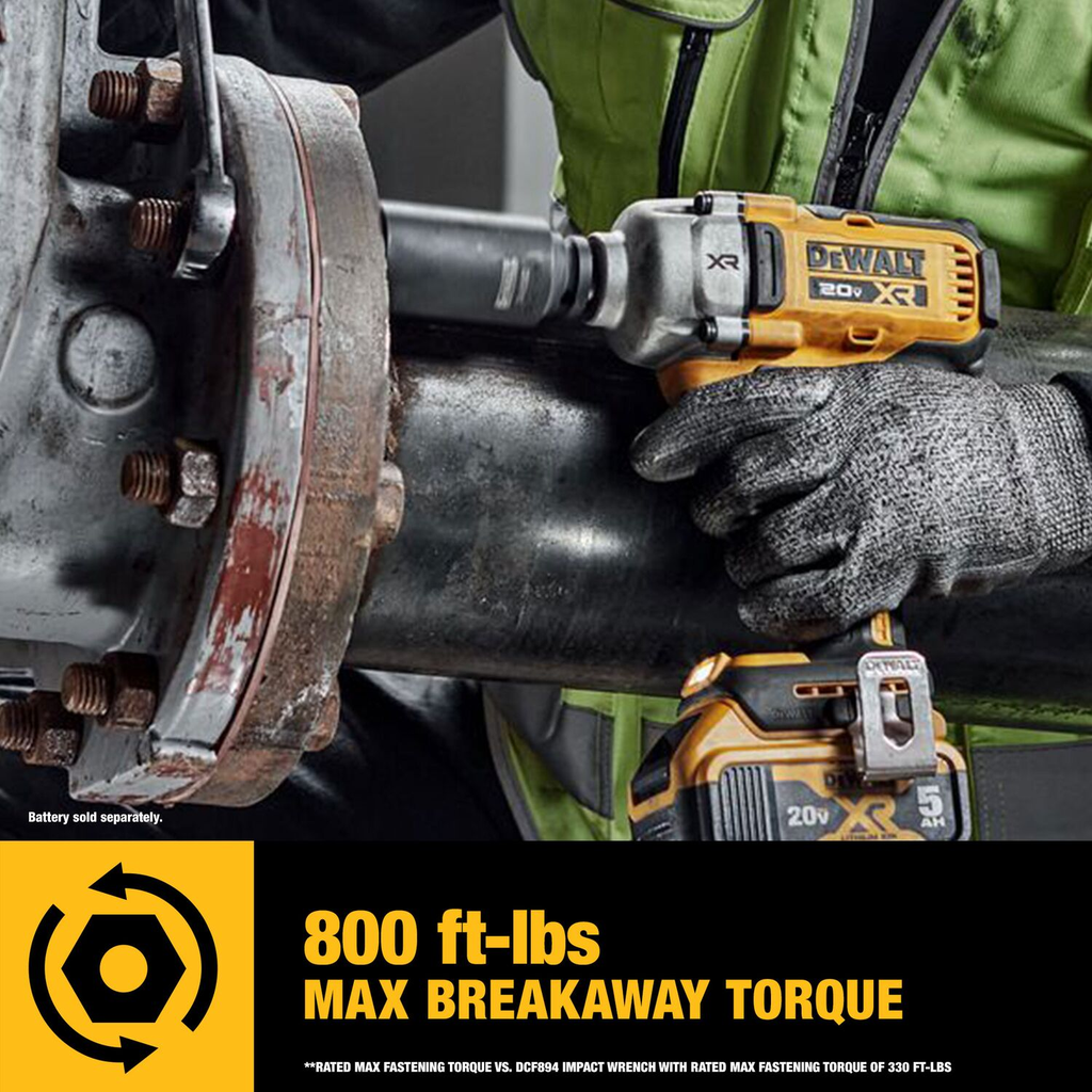 DEWALT 20V MAX* XR 1/2 In. Mid-Range Impact Wrench Kit With Hog Ring Anvil