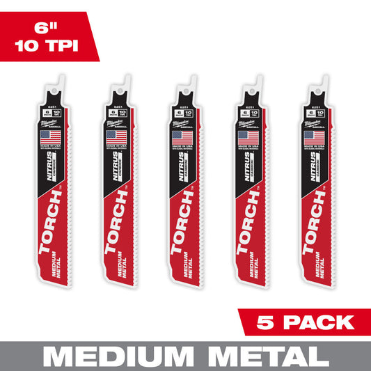 The Torch™ With Nitrus Carbide™ Teeth For Medium Metal Sawzall® Blade 6" 10tpi 5pk