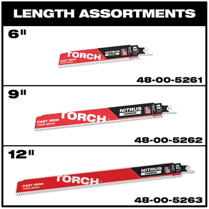 12 po. 7 TPI The TORCH avec lame SAWZALL au carbure NITRUS Lame de scie alternative SAWZALL - paquet de 3