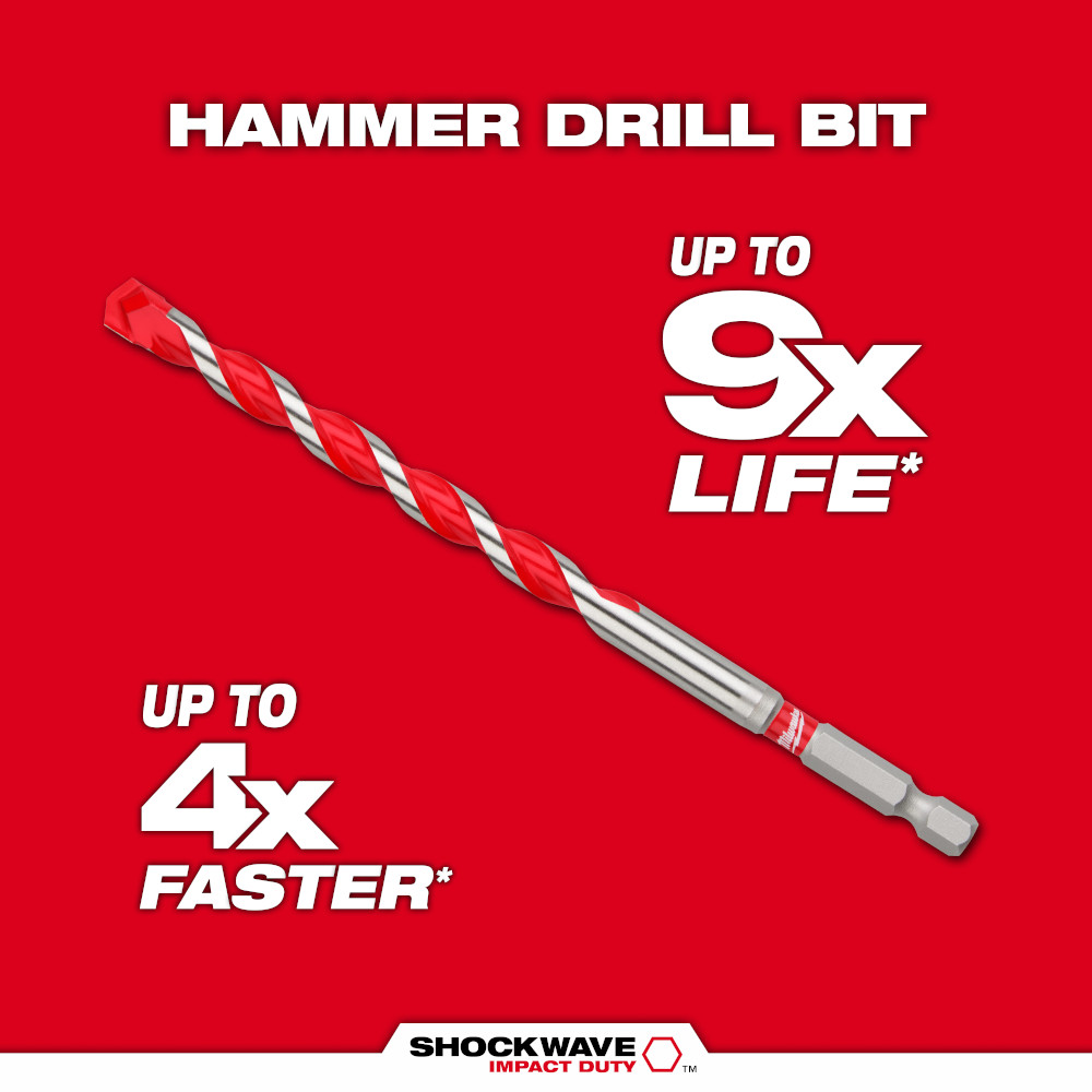 3/16" × 2" × 4" SHOCKWAVE™ Impact Duty Carbide Hammer Drill Bit