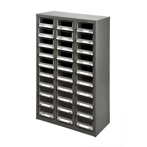 KPC-200 Parts Cabinet, Galvanized Steel, 30 Drawers, 21-3/10" x 10-2/5" x 36-9/10", Grey