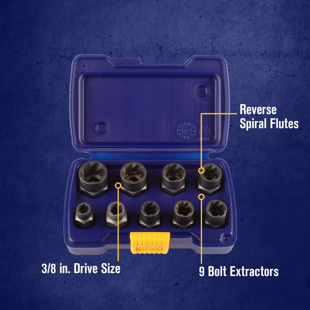 IRWIN Bolt Extractor Set, Metric, 9-Piece
