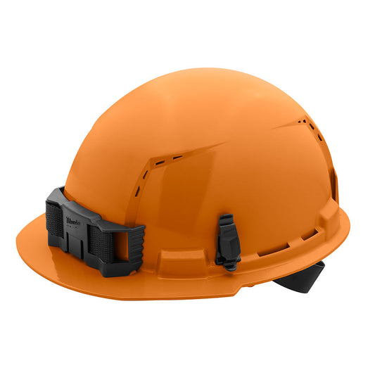 Orange Front Brim Vented Hard Hat White/4pt Ratcheting Suspension - Type 1, Class c, 5/PK