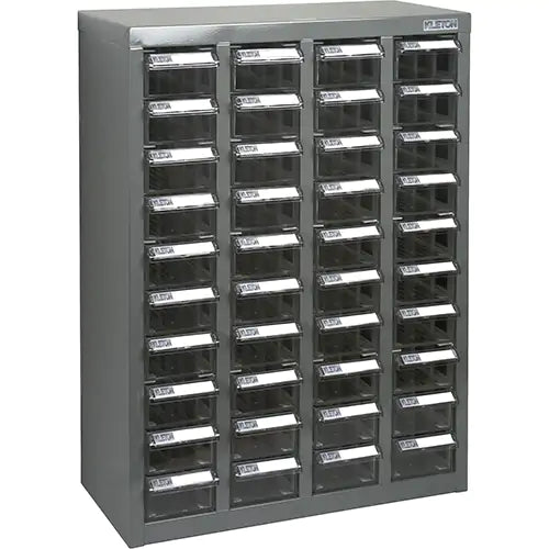 KPC-600 Parts Cabinet, Galvanized Steel, 40 Drawers, 18-3/10" x 8-7/10" x 25-3/10", Grey