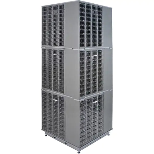 Heavy-Duty Industrial Carousel Drawer Cabinet, Steel, 480 Drawers, 27" W x 27" D x 80" H, Grey