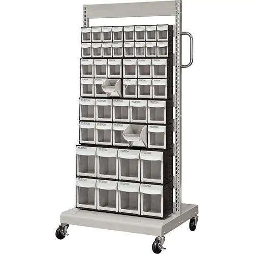 Mobile Tilt Bin Rack, Single-sided, 46 bins, 26-1/4" W x 22" D x 57-1/2" H