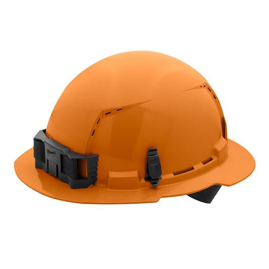 Orange Full Brim Vented Hard Hat White/4pt Ratcheting Suspension - Type 1, Class c, 5/PK