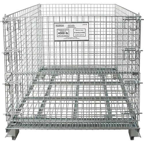 Conteneur grillagé pliable, 40 po de largeur x 48 po de profondeur x 42 po de hauteur, capacité de 4 000 lb