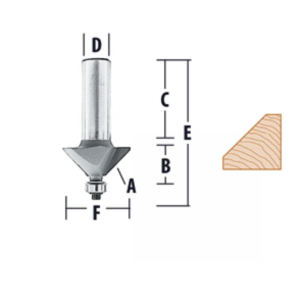 45 Deg Chamfer Bit 1/4" Shank (Chamfering Router Bits)