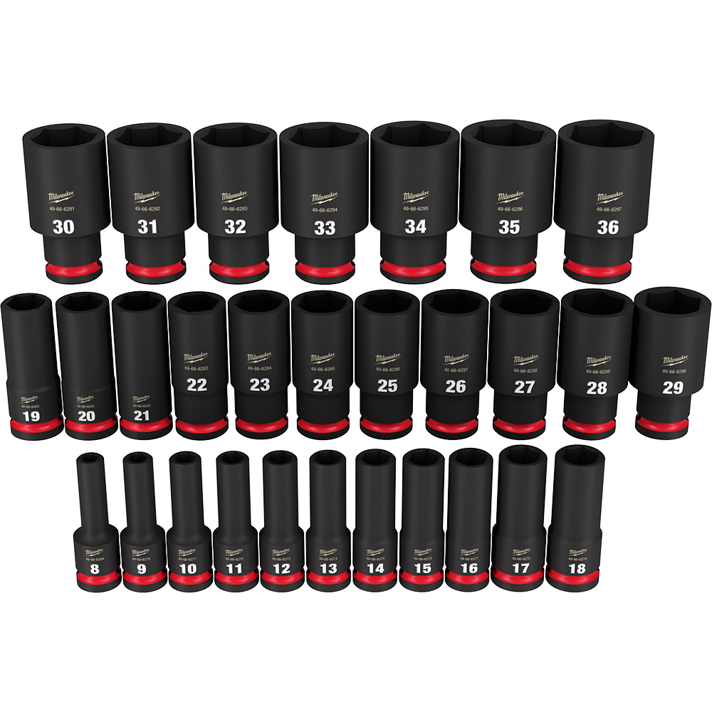 29PC SHOCKWAVE™ Impact Duty 1/2" Drive Metric Deep 6 Point Socket Set