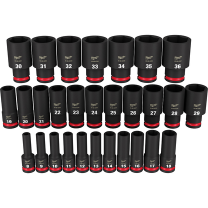 29PC SHOCKWAVE™ Impact Duty 1/2" Drive Metric Deep 6 Point Socket Set