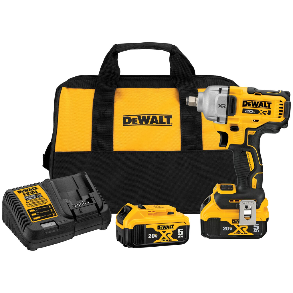 DEWALT 20V MAX* XR 1/2 In. Mid-Range Impact Wrench Kit With Hog Ring Anvil