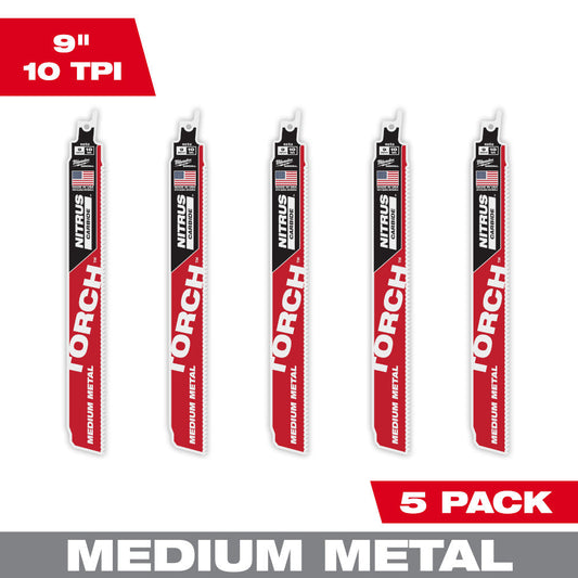 The Torch™ With Nitrus Carbide™ Teeth For Medium Metal Sawzall® Blade 9" 10tpi 5pk