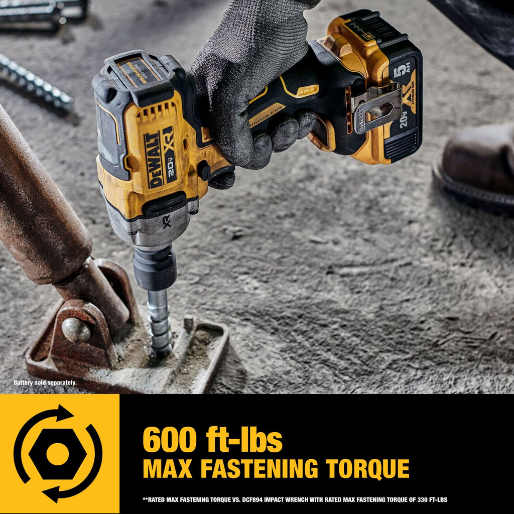 DEWALT 20V MAX* XR 1/2 In. Mid-Range Impact Wrench Kit With Hog Ring Anvil